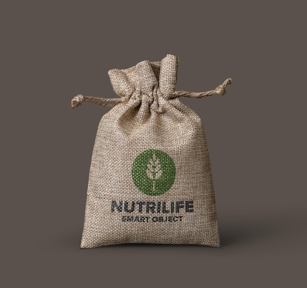 Burlap sack with logo mockup design