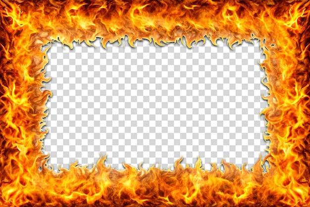 PSD burning fire flames frame border png