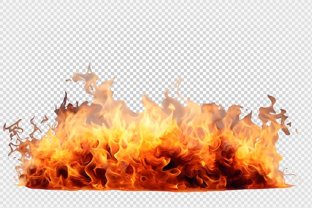 burning fire isolated on transparent background horizontal fire effect generative ai