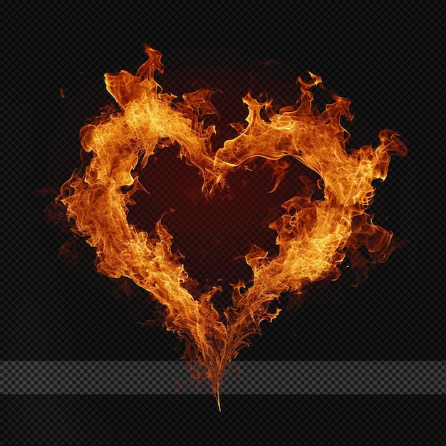 PSD burning heart on fire flames