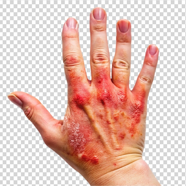 PSD burns of hand isolated on transparent background