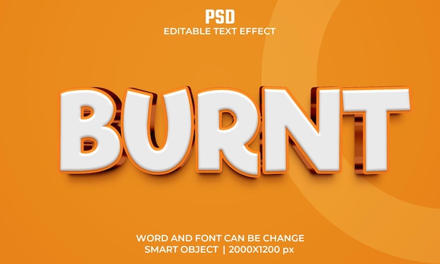 Burnt 3d editable text effect Premium Psd with background