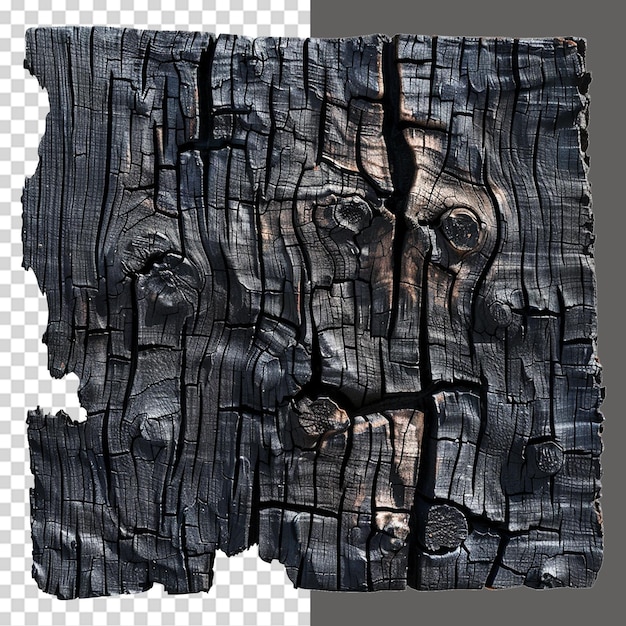 PSD burnt wooden isolated on transparent background