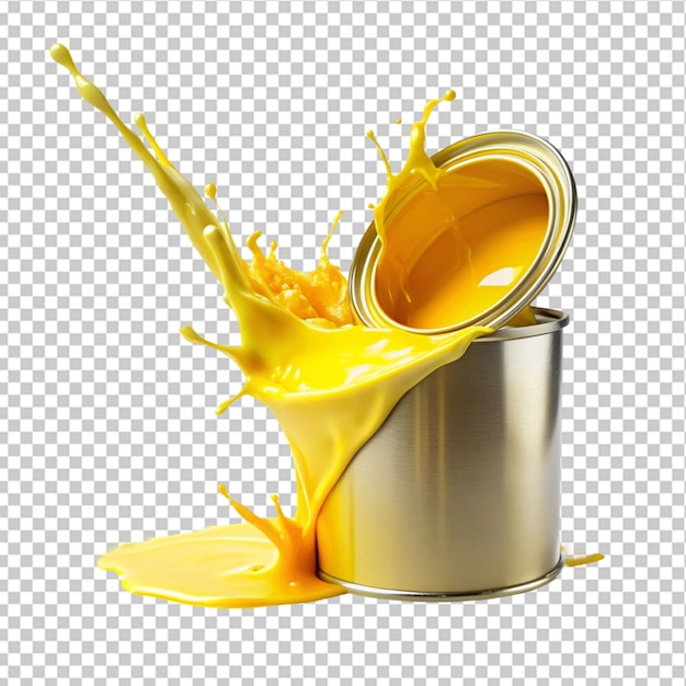 a burst of sunshine pouring yellow paint into can on transparent background