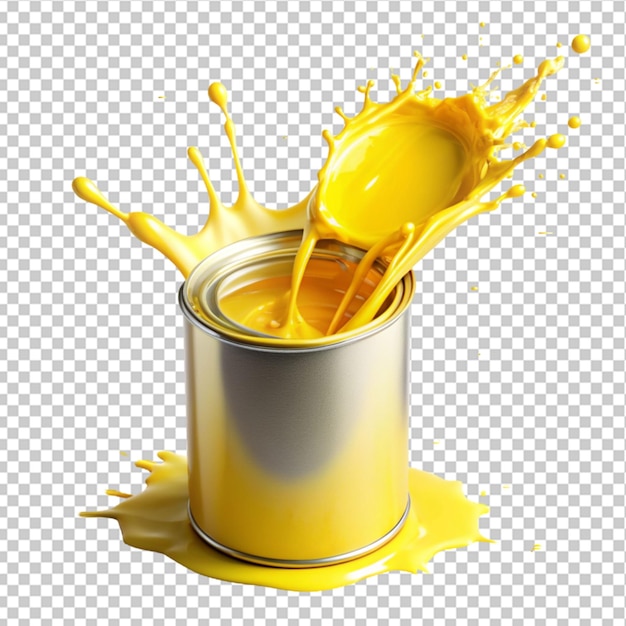 a burst of sunshine pouring yellow paint into can on transparent background