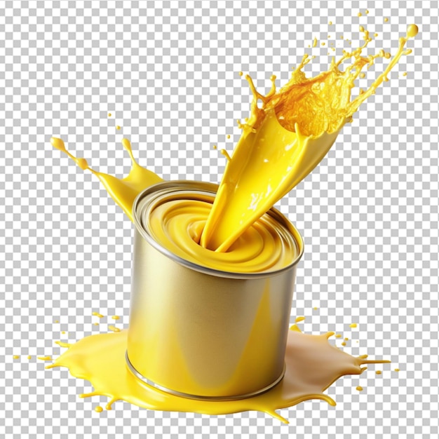 a burst of sunshine pouring yellow paint into can on transparent background