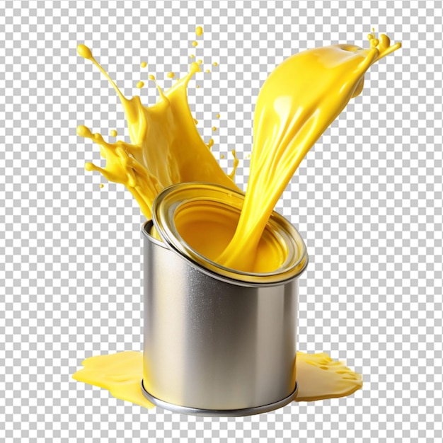 a burst of sunshine pouring yellow paint into can on transparent background