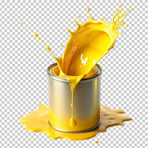 a burst of sunshine pouring yellow paint into can on transparent background