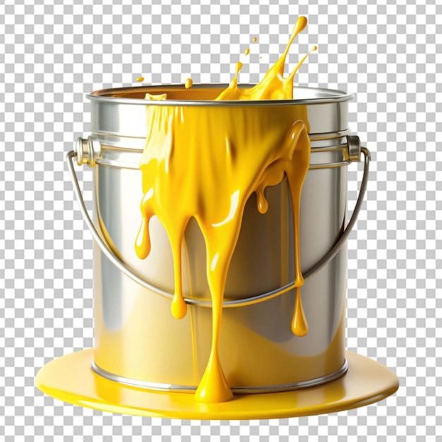 PSD a burst of sunshine pouring yellow paint into can on transparent background