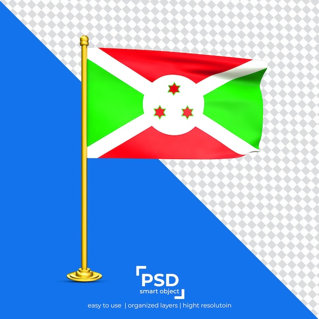 Burundi waving flag set isolated on transparent background