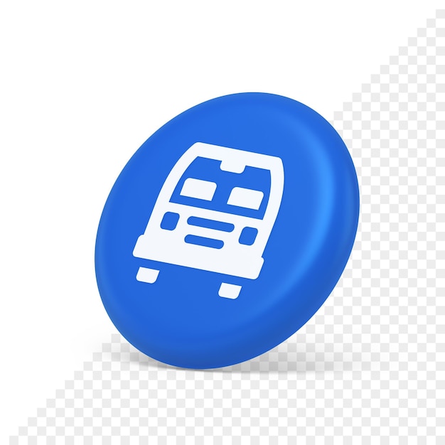 Bus automobile passenger transportation button city transfer journey 3d isometric realistic icon