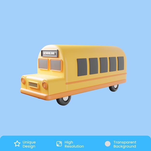 Bus School 3D Illustration