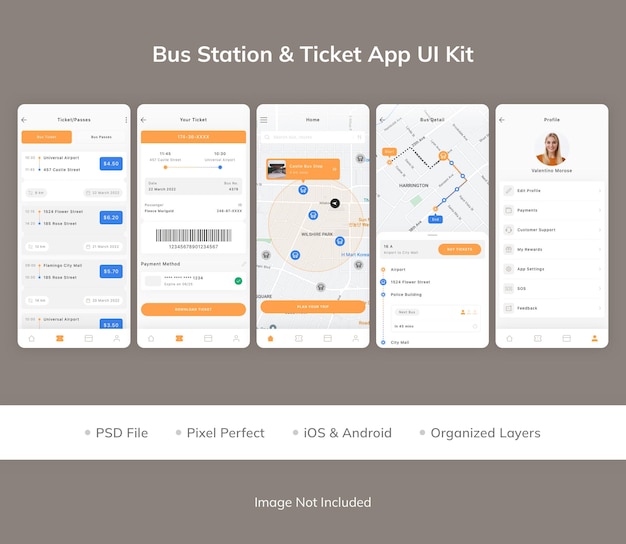 Bus Station and Ticket App UI Kit