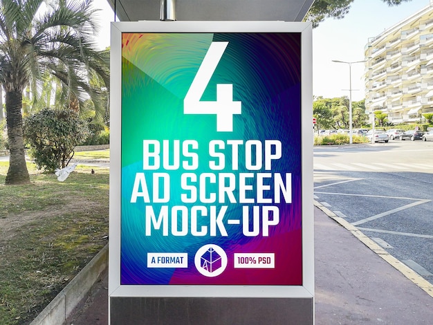 Bus Stop advertising billboard mockup