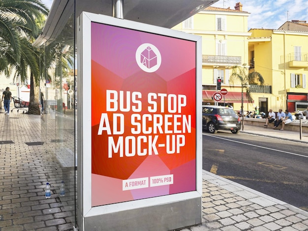 Bus Stop advertising billboard mockup