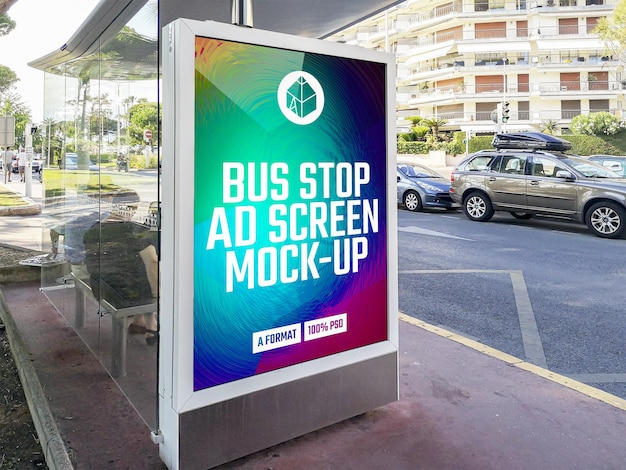 Bus Stop advertising billboard mockup