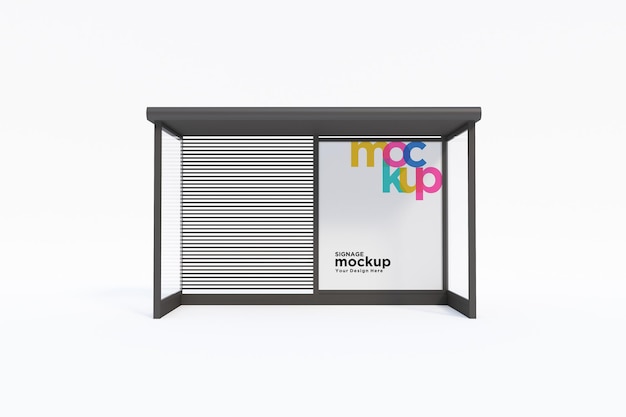 Bus Stop Bus Shelter Mockup with white Background