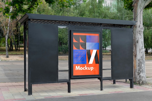 Bus stop mockup outdoors