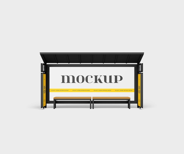 Bus stop mockup psd template