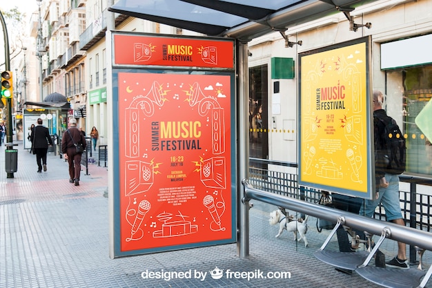 Bus stop mupi mockup template