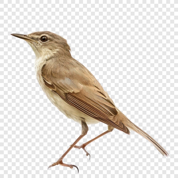 PSD bush warbler bird side view full body isolate on transparency background psd