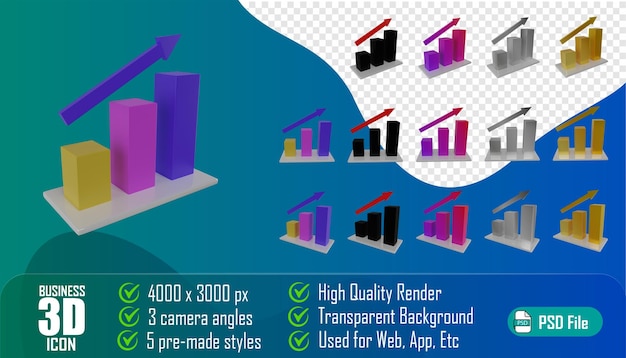 Business 3D Icon Web App Etc graph diagram