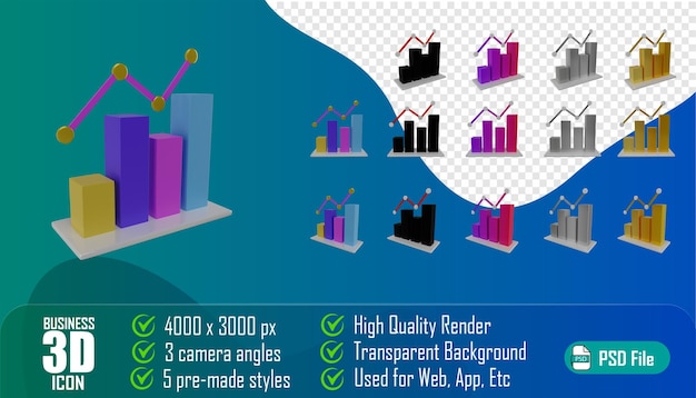 Business 3D Icon Web App Etc graph diagram