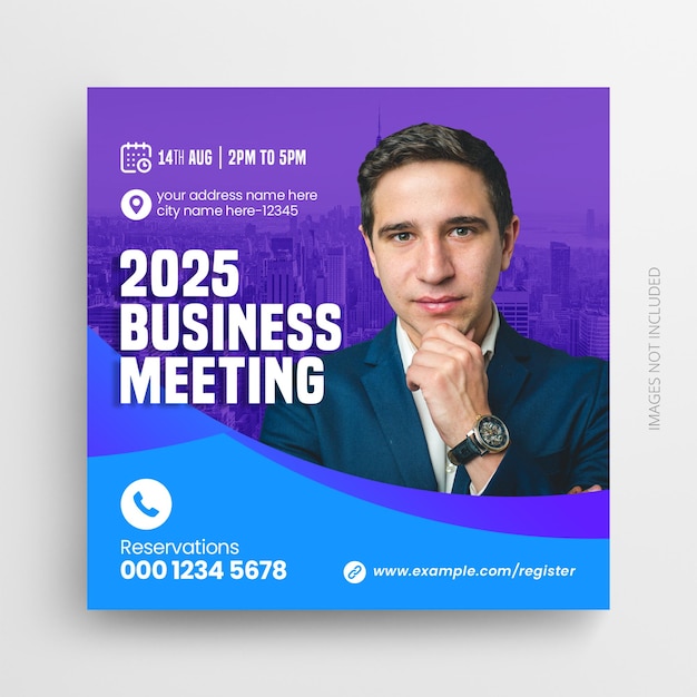 Business annual summit conference social media post and web banner template