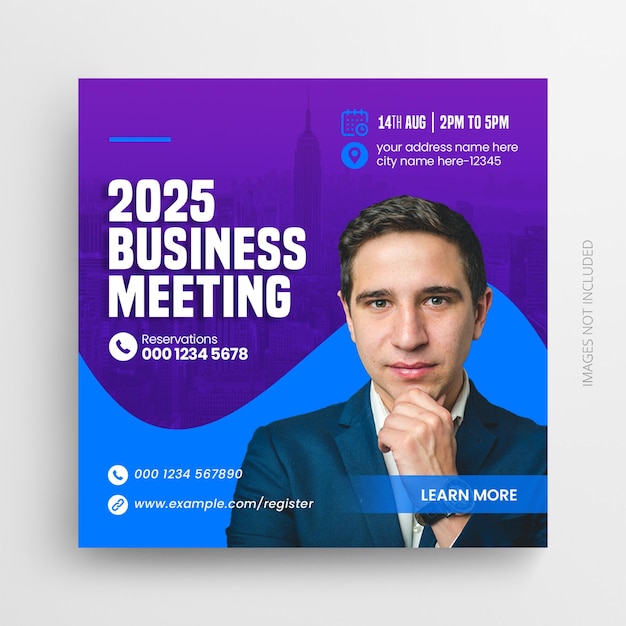 Business annual summit conference social media post and web banner template