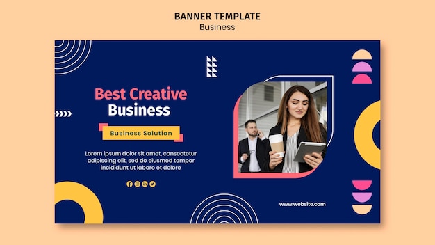 Business banner template with colorful shapes