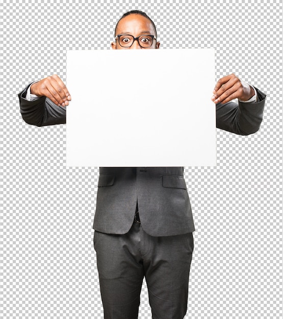 Business black man holding a banner