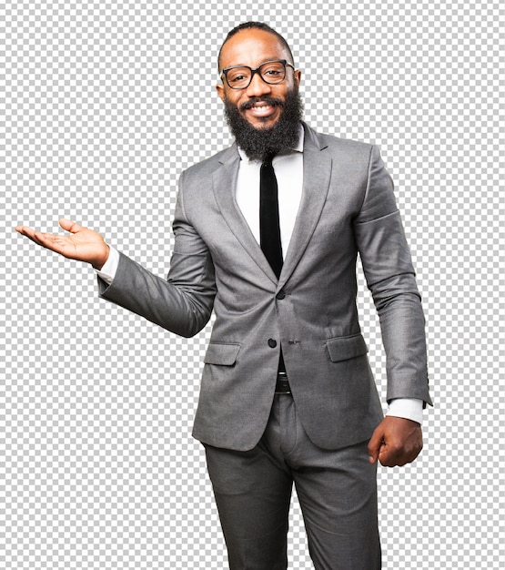 Business black man holding gesture