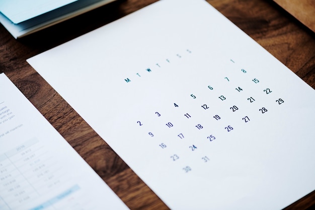 PSD business calendar concept