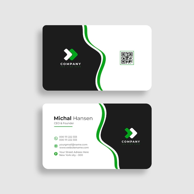 business card design psd template green colour