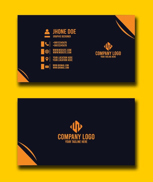 Business Card Design With Navy Blue And Orange Color