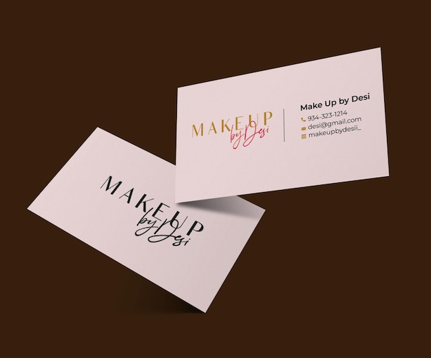 A business card for makeup day with a pink background.