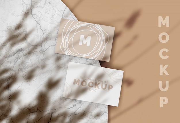 Business card Mock-up on a marble surface