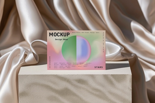 Business card mockup on fabric