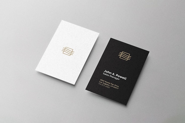 Business card mockup laying on surface