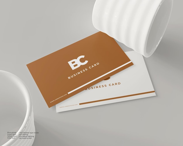 Business card mockup overlapping