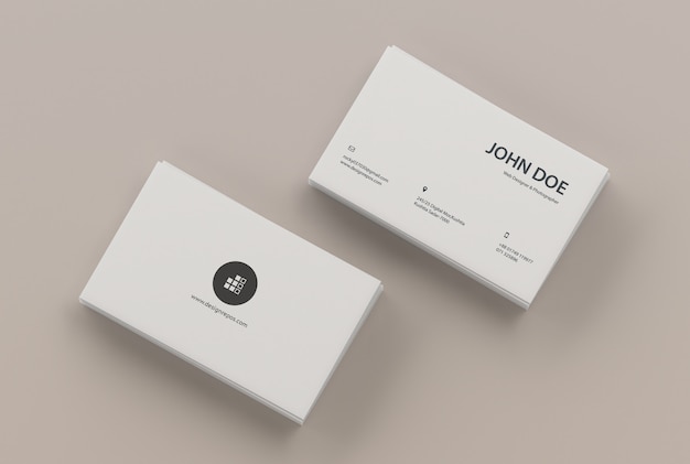 Business card mockup of two stacks