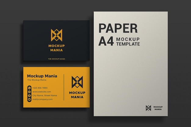 Business Card Mockup Visiting Card Mockup 3D Mockup Realistic Mockup A4 Paper Mockup