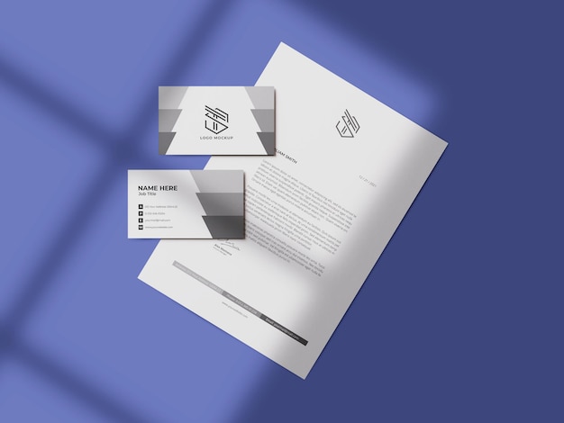 Business Card Mockup with Letterhead Mockup