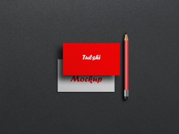 business card mockup with pencil