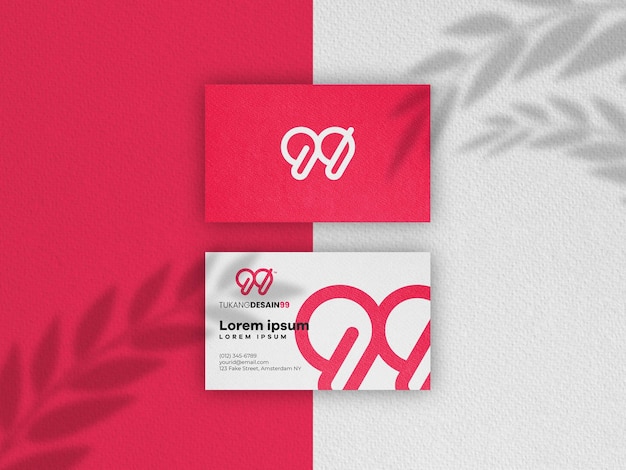 business card mockup with two color background