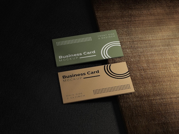 Business Card Mockup with Wood texture