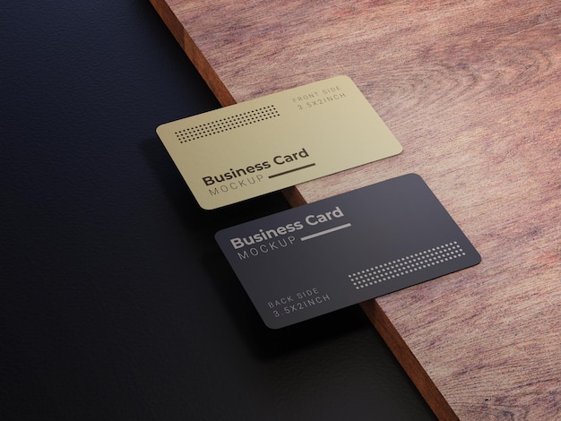 Business Card Mockup with Wood texture