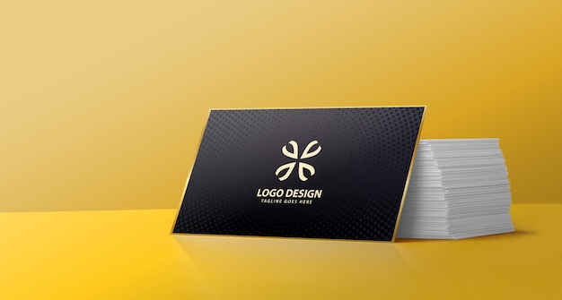 Business Card mockup on yellow table