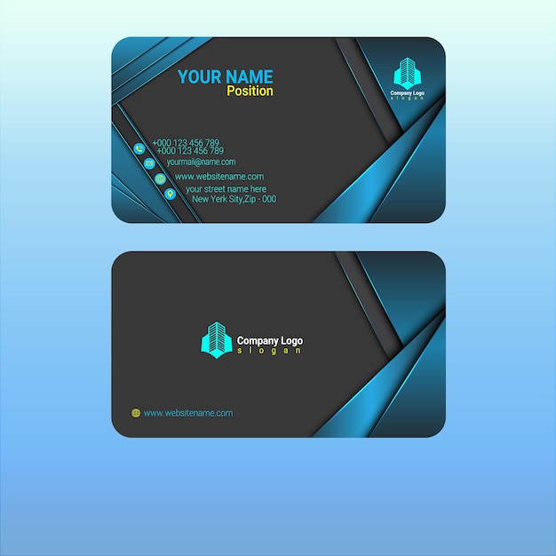 PSD business card personal card for building and construction owners gradual blue color