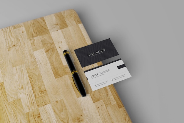 Business card psd mockup with board